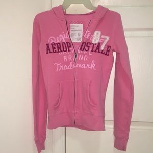 Pink zip up sweater